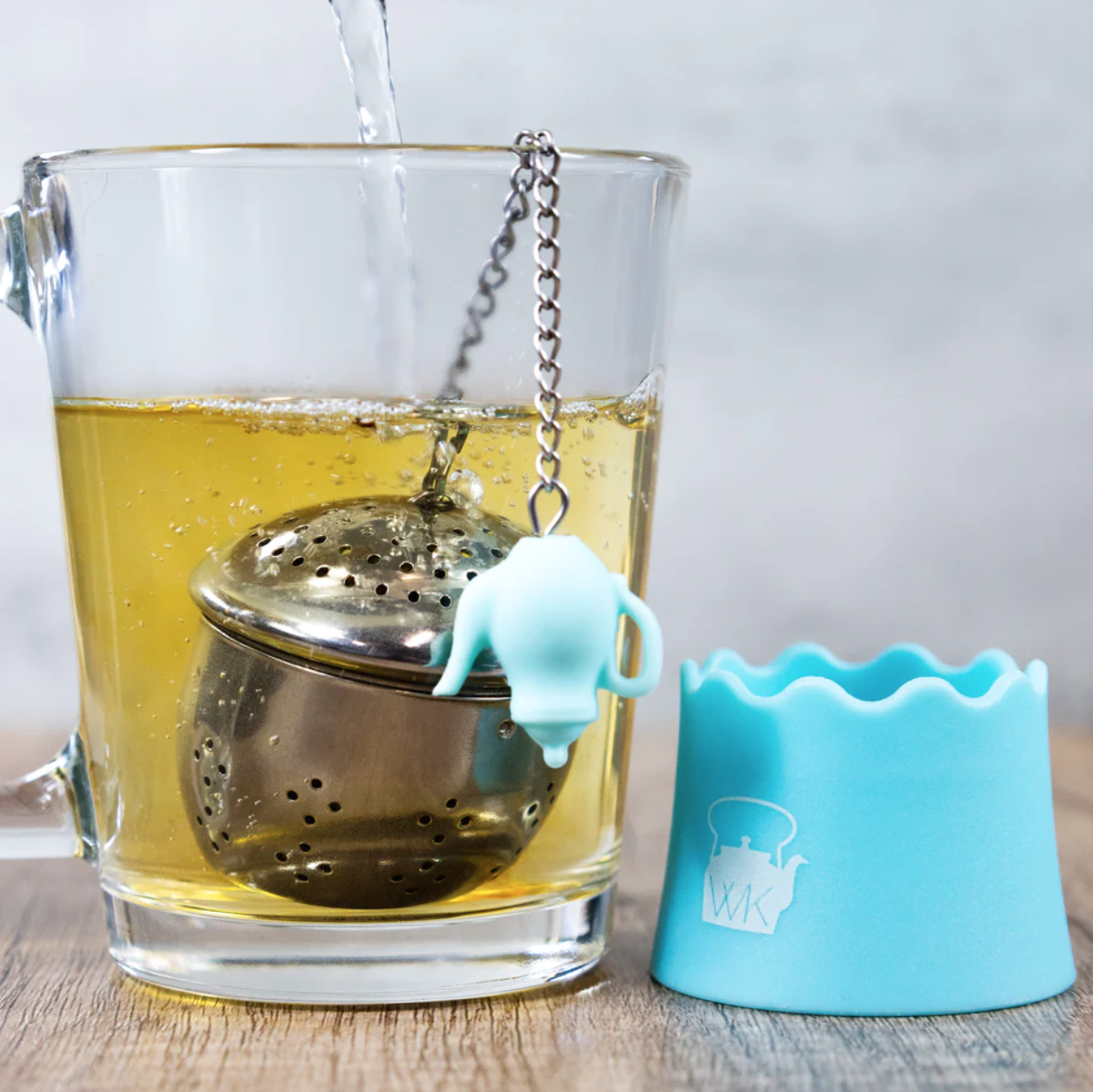 The Egg Stainless Steel Tea Ball Infuser with Drip Tray